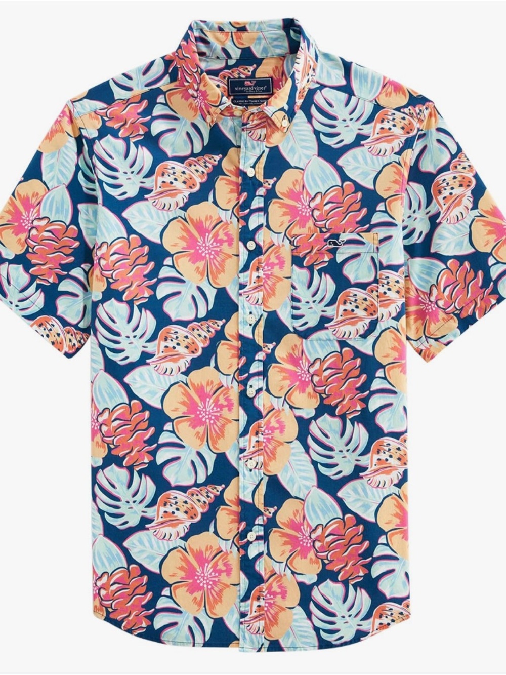 Vineyard Vines Men's Classic Fit Short-Sleeve Button Down Tropical Cotton XXL